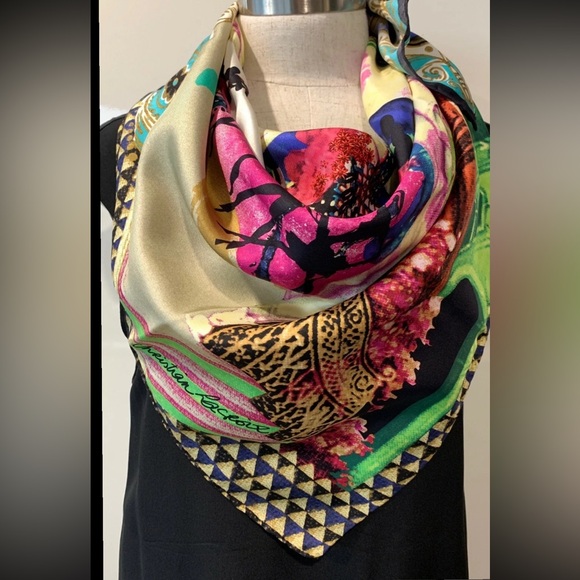 Christian Lacroix Silk Scarf with Artistic Design - Picture 12 of 12